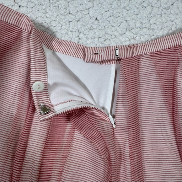 Talbots Women Silk Cotton Skirt sz 8 Red & White Striped Quite Luxury Preppy - Picture 3 of 7